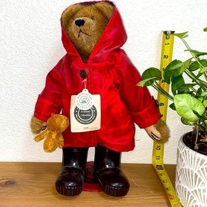 Boyds Bears 14” Vtg 1990 "The Archive Collection"  NOAH BEAR Red Raincoat, Boots